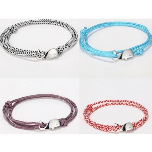Hot Sale Camping Parachute cord Whale Tail Anchor Bracelet Men Women Paracord Jewelry Wrap Metal Hooks Male Bangle