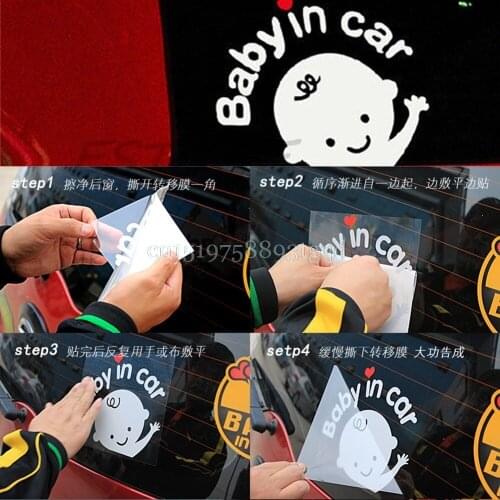 13*16cm Car Cartoon "baby in car "Stickers Baby on Board Safety Sign Cute Car Decal Vinyl Sticker