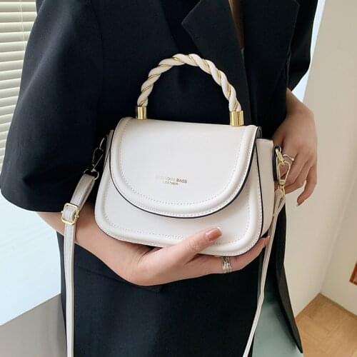 Small White Shoulder Bags for Women Simple Square Tote Messenger Bag Ladys Pure Color Leather Crossbody Bag Casual Flap Handbags