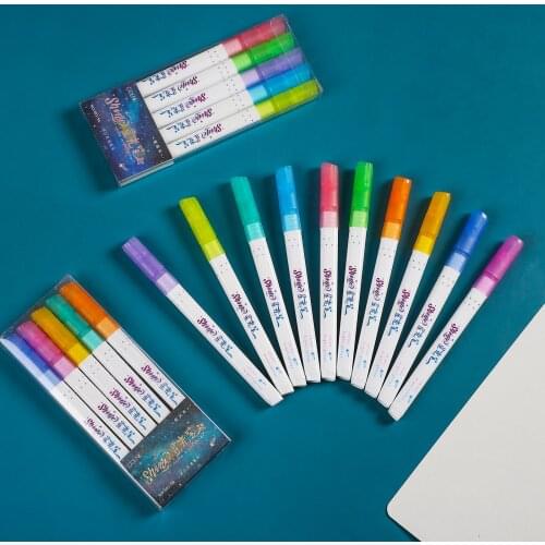 5 Pcs/Box Shiny Highlighter Pens Students Creativity Art Painting Sketches Marker Pens School Office Stationery Supplies Kawaii