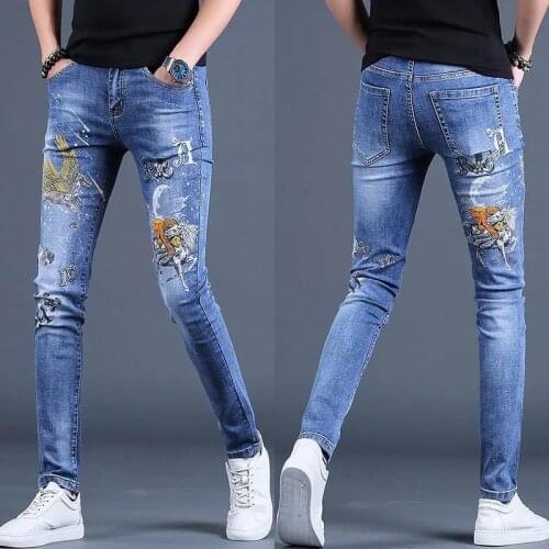2021 Men’s High Quality Flying Horse Prints Jeans,Slim-fit Elastic Denim Pants,Street Fashion Casual Jeans,Youth Cool Must