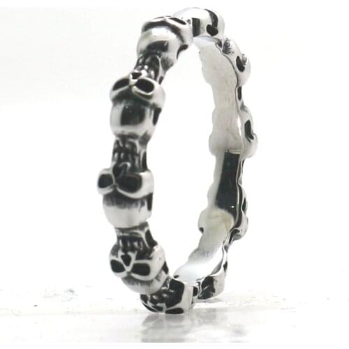 Mans 316L Stainless Steel Punk Gothic Cool Skull Round Ring