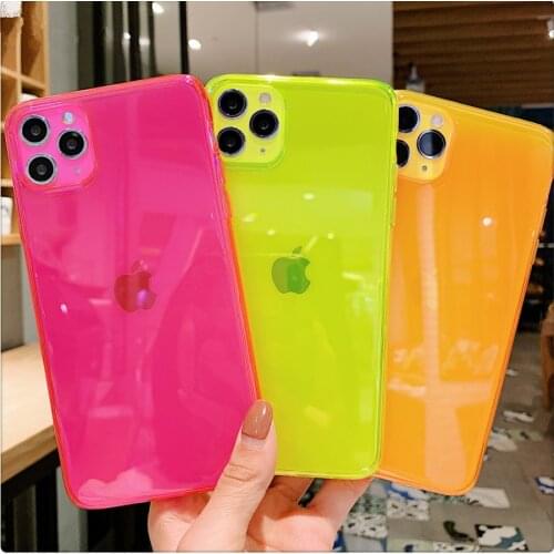 Neon Fluorescent Color Phone Cases For iphone 12 11 Pro Max 12 Mini X XR XS Max 6 6S 7 8 Plus SE 2020 Fully protected soft cover