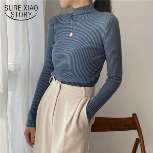 2021 Autumn Winter Turtleneck Women Sweater Solid Knitted Pullovers Long Sleeve Female Knitwear Lady Casual Slim Sweater 11316