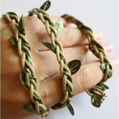 1yard leaf green cord braided trimmings for clothing hat DIY sewing trim for dresses wedding party decoration