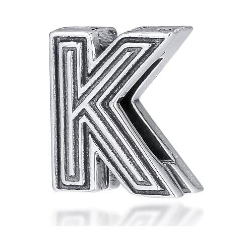 Fits for Pandora Charms Bracelets Letter K Clip Beads 100% 925 Sterling Silver Jewelry Free Shipping