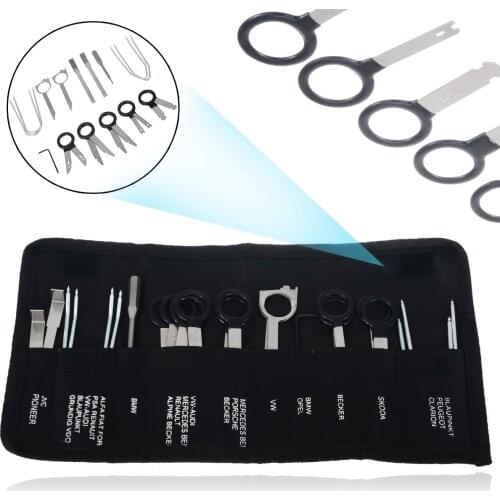 20PCs Professional Car Radio Removal Key Tool Kit Audio Tools Keys Stereo CD Repair Hand Tools Set Release Keys Extraction Tools