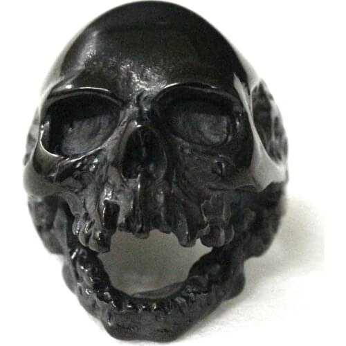 Drop Ship Size 7-15 Cool Black Evil Death Skull Ring 316L Stainless Steel Mens Biker Ghost Flaming Rider Skull Ring