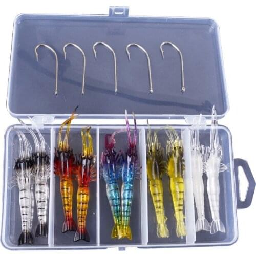 Fishing lures Soft Shrimp Silicone Artificial Fake Baits Luminous Shrimp bass wobbler lure with single hooks