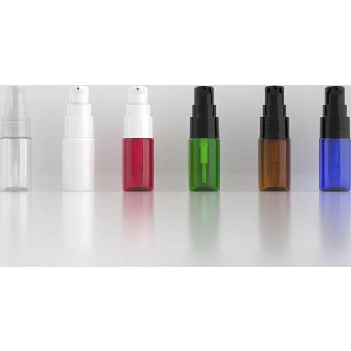 Blue Clear Brown White 100pcs 10ML Empty Lotion Pump Bottle For Cosmetic Makeup Refillable Bottle PET Plastic Cream Containers