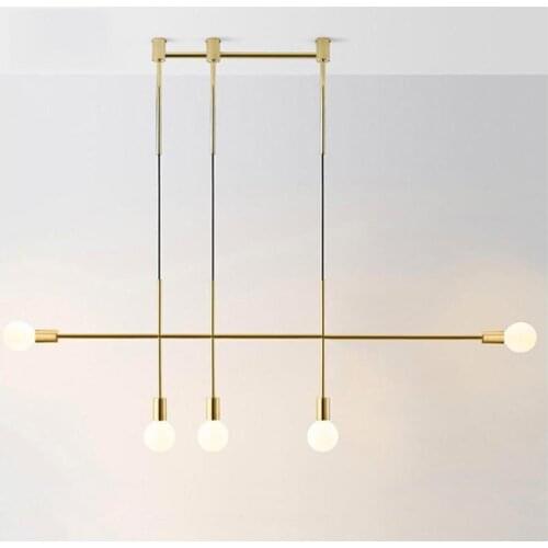 Modern dining room chandelier Nordic living room bedroom bedside hanging lamp line geometric iron home decor light Fixture
