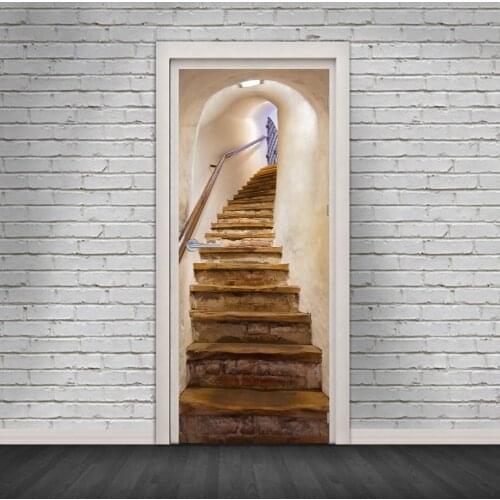Three-dimensional Staircase Stickers 3D Simulation Door Stickers Removable Bedroom Living Room DIY Renovation Wallpaper Easy
