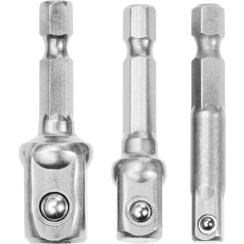 3Pcs/Set 1/4" 3/8" 1/2" Hex Power Drill Driver Socket Wrench Adapter Extension Bar Bit