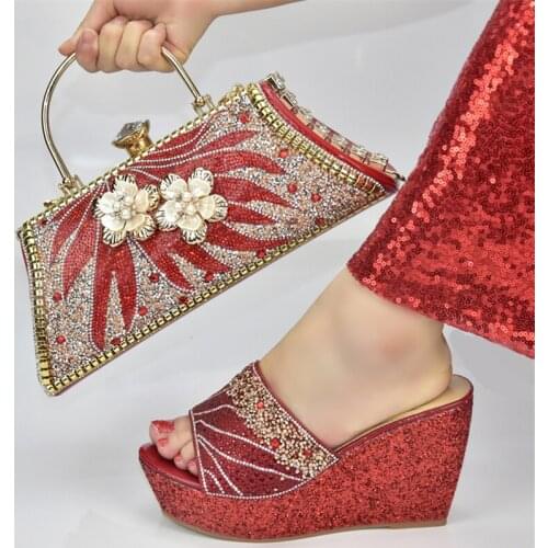 Party Italian Ladies Shoes and Bags To Match Set Shoes and Bag Set African Sets 2019 Luxury Shoes Women Decorated with Appliques