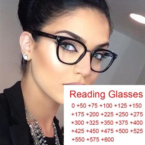 Womens Sexy Vintage Spectacle Square Reading Glasses Transparent Anti Blue Light Corrective Glasses Lady Hyperopia Amteojos +1 2