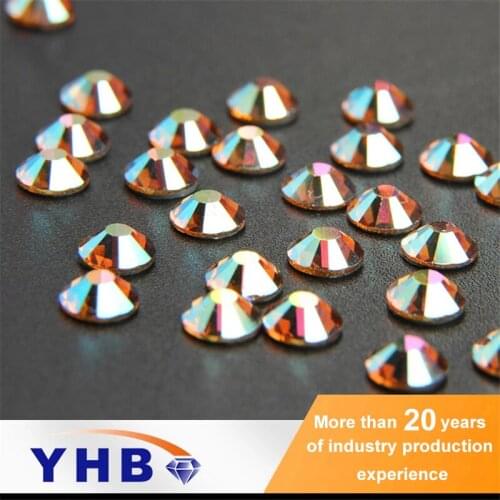 YHB Jonquil AB Flatback Rhinestone Crystal Aurora For Wedding Dress Shoes Bags Nails Fabric Garment Decoration Diy