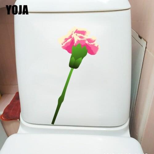 YOJA 9.5*22.3CM Delicate Cartoon Carnation Creative Room Wall Decor Fresh Bathroom Toilet Sticker T1-0754