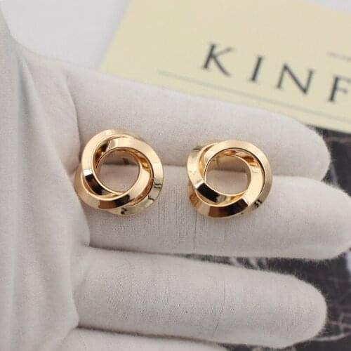 Gold color small round circle brief earrings for women girls jewelry gift alloy nickel free fce024
