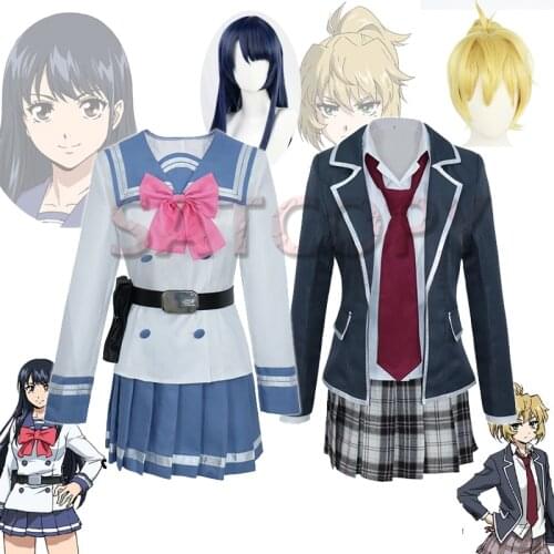 High Rise Invasion Cosplay Mayuko Nise Cosplay Costume Yuri Honjo Cosplay Costume Anime School Uniform Wig Skirt Set Women