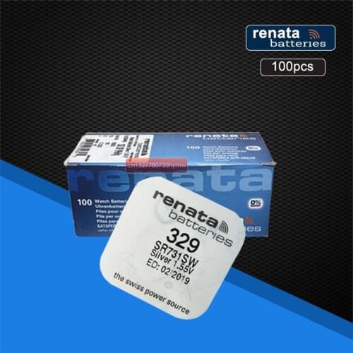100pack Renata LONG LASTING 329 SR731SW D329 V329 Watch Battery Button Coin Cell Batteries