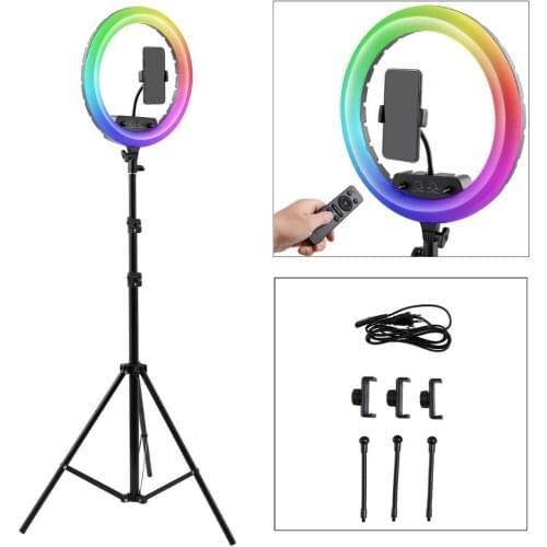14Inch Photo Studio lighting LED RGB Ring Light Bulbs 36cm Photography Dimmable Ring Lamp With 200cm Tripod for Video,Makeup