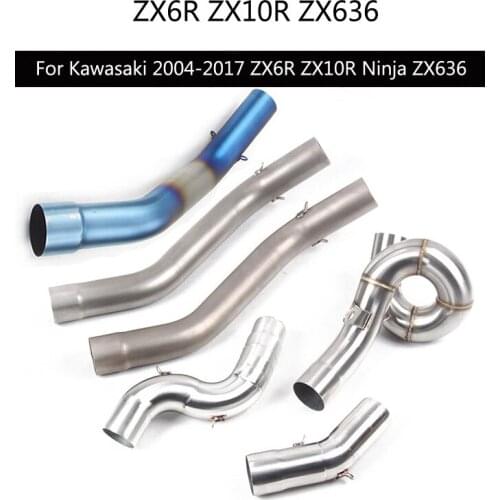 2 Inch Exhaust Mid Pipe for Kawasaki ZX6R Kawasaki ZX10R Motorcycle Exhaust Pipe Reserve Remove Catalyst Slip On 2004-2017 Ninja