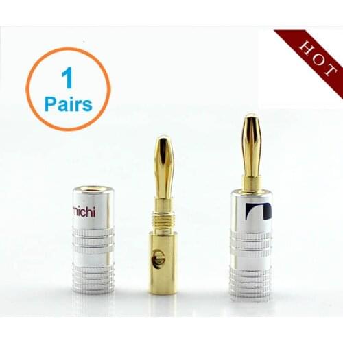 2pcs/1 pair High-Quality Gold Plated Musical Amplifier Speaker Cable Wire Pin Banana Plug Connector w/ Color Coded, set Screw