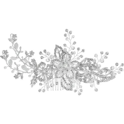 2021 New collection Vintage Silver Hair Comb Crystal With Rhinestone Beads Headpiece Pearls Hair Accessories for Women