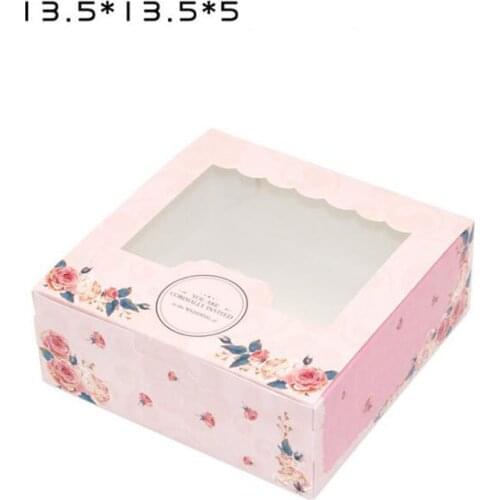 3 Sizes Pink Blue Kraft Paper Cake Box with PVC Window Party Gift Packing Box Cookie/Candy/Nuts Box Dessert Box ZA6588