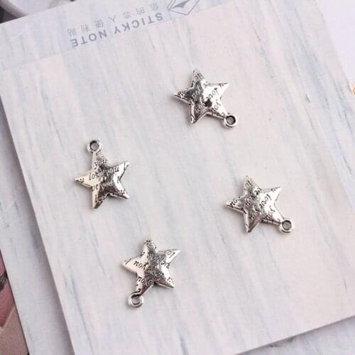 30pcs Charms Star 12x15mm Fashion Jewelry Silver Plated Pendants Antique Jewelry Making DIY Handmade Craft