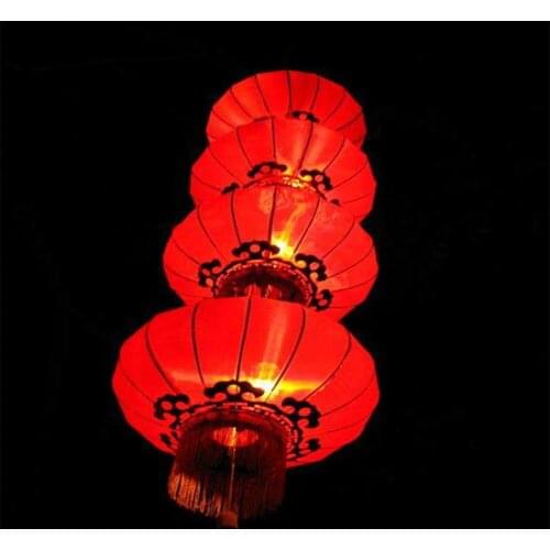 4PC Chinese New Year Lantern New Years Chinatown, Red Festive Lantern Balcony Outdoor Waterproof Wedding Custom Silk