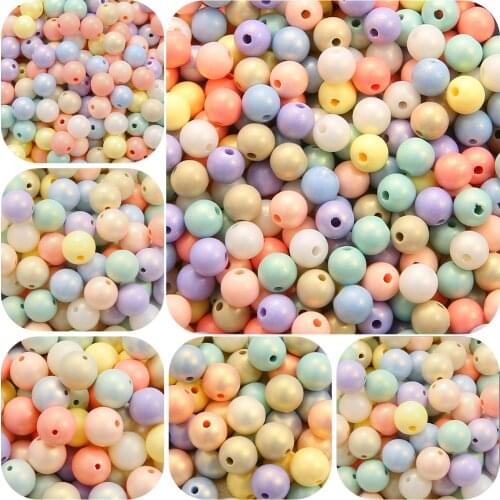30g Mixed Ice Cream Candy Color Acrylic Round Ball Spacer Beads For Jewelry Making DIY Earring Necklace Handicrafts 6-14mm
