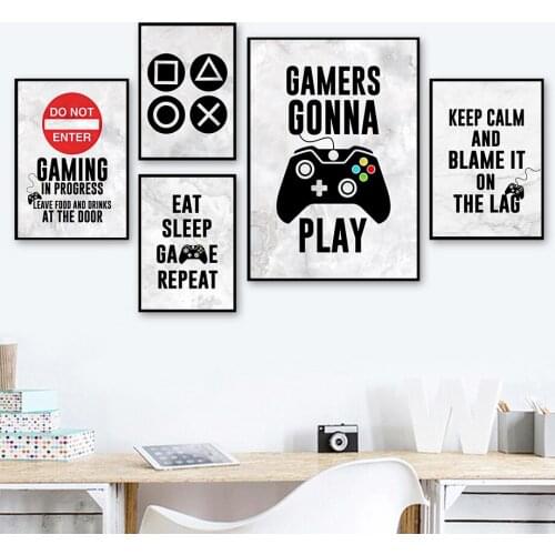 Black and White Game Wall Art Paintings Joystick Nordic Poster Canvas Prints Picture for Kids Living Home Decor