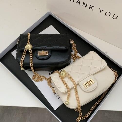 Ladies Sweet Cross-body Handbags Leather Clutch Girl Fashion Messenger Bags Diomand Lattice Shoulder Bag Chains Sling Hand Bags