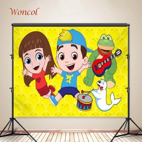 Woncol Luccas Neto Photo Backdrops Happy Birthday Photography Backgrounds Custom Yellow Cartoon Decorative Poster Photo Props