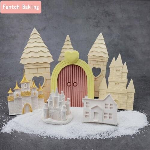 3D Building House Castle Silicone Mold For Fondant Chocolate Cake Decoration Bakeware DIY Plaster Making Gypsum Resin Art Mould