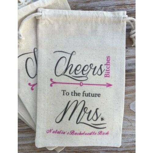 Personalized Cheers Bitches wedding Party first aid Hangover Kit jewelry favor muslin Bags Bachelorette hen bridal shower favors