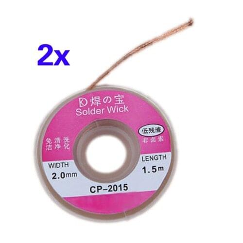 MYLB-2Pcs 2.0MM Solder Wick Remover Desoldering Braid Wire Sucker Cable Fluxed Flux