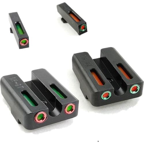 Green Fiber Optic Front and Rear Sights Set for Glock 17 19 23 26 9mm Pistol Gun Slide Glow in Dark with Focus-lock Night Sight