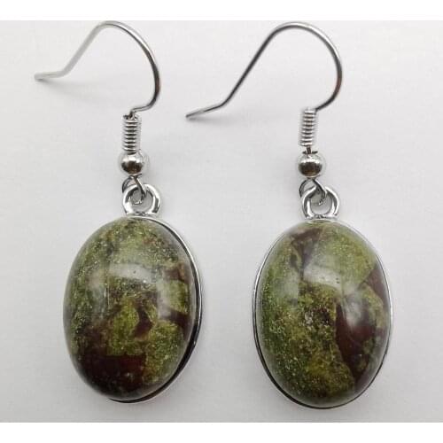 Dragon Blood Stone Oval Beads Dangle Earrings Jewelry For Woman Gift T263