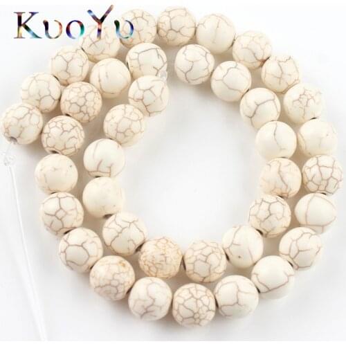 Natural Stone White Cracked Howlite Turquoises Beads Round Loose Beads For Jewelry Making DIY Bracelet Necklace 4 6 8 10 12 mm