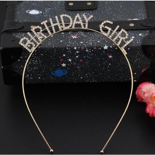 Metal Rhinestone Inlaid Headband Birthday Girl Hair Hoop Party Crown Supplies Simple Sweet Girls Hair Headband Hair Accessories