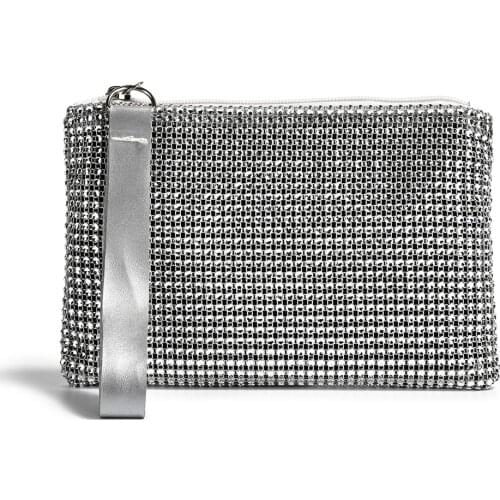 Fashion Women Rhinestone Wallet Phone Holder Wristlet Bag Ladies Glitter Evening Pouch Small Purse Card Holder Money Clutch