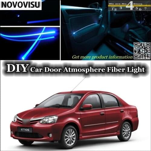 NOVOVISU For TOYOTA Etios interior Ambient Light Tuning Atmosphere Fiber Optic Band Lights Inside Door Panel illumination Tuning