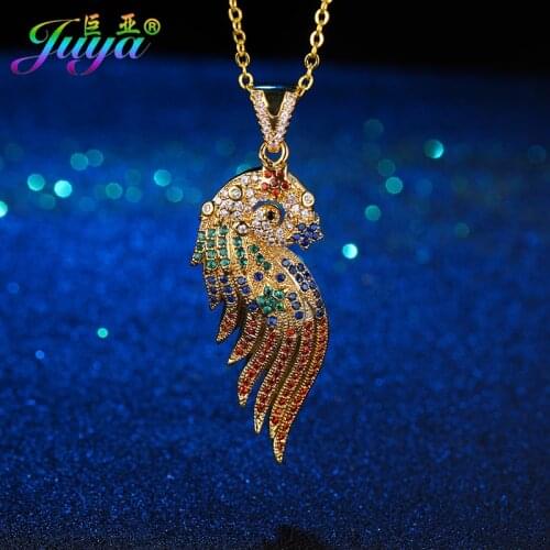 Newest Design Micro Pave Colorful Zircon Parrot Suspension Pendant Women Fashion Necklace For Thanksgiving Day Christmas Gift