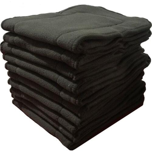OhBabyka 10PCS Cloth Diaper Inserts 4 Layers Bamboo Charcoal Pocket Diaper Liners for Baby Cloth Nappy Inserts Couches Lavables