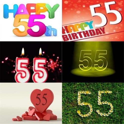 Photo Studio Props Vinyl Photography Backdrop Fifty-Five Year Old Birthday Balloon Cake 55St Birthday Party Decoration