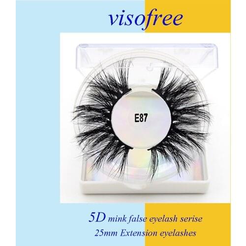 Visofree 5D Mink Lashes 25mm False Eyelashes Thick Strip Makeup Dramatic eyelash extension lash boxes packaging E87