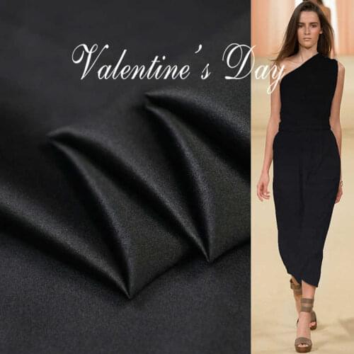 1 Meter Looking Color Black Stretch Satin Wide Cheongsam Shirt Fabric 20mm 140cm