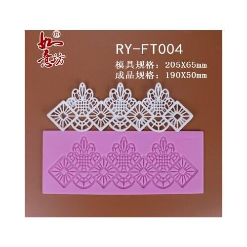 Ry-ft004 Food grade silicone mould 20.5x6.5cm flower vine sugar lace mat decoration for cupcake baking ware sugar craft mold